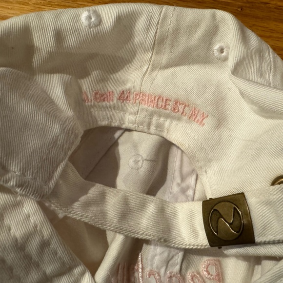 Brandy Melville Peachy Pink White 100% Cotton Baseball Cap Strapback John Galt - Picture 3 of 4